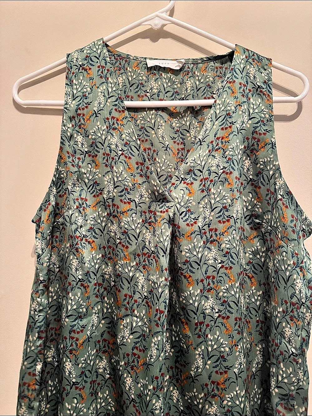 Lush Floral Blouse in Green & Orange Size xs Like New